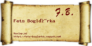 Fets Boglárka névjegykártya